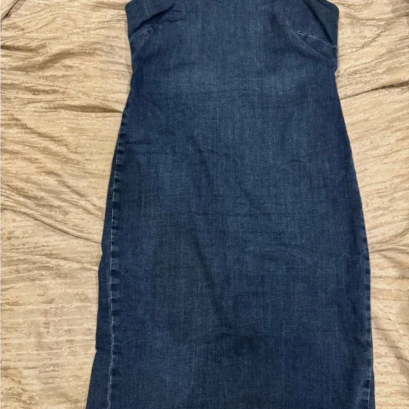 Zara | Dresses | Zara Blue Strapless Denim Fitted Midi Dress Size Large |  Poshmark